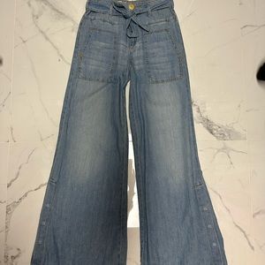 Anthropologie Denim Belted Wide Leg Jeans Size 25